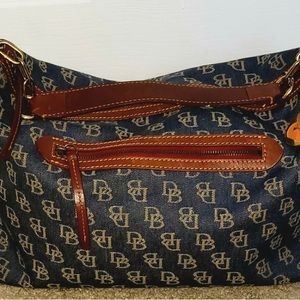 Vintage Dooney & Bourke Denim Blue Signature Logo Hobo Shoulderbag Satchel